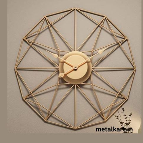 Metalkart Special Floating Golden Sunburst Clock (24 x 24 Inches)
