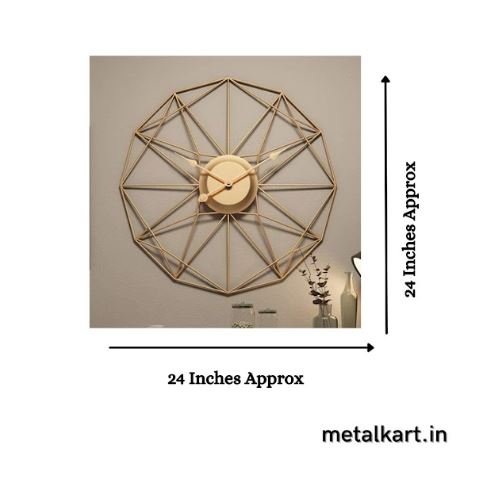 Metalkart Special Floating Golden Sunburst Clock (24 x 24 Inches)