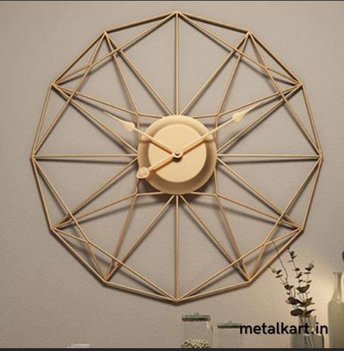 Metalkart Special Floating Golden Sunburst Clock (24 x 24 Inches)