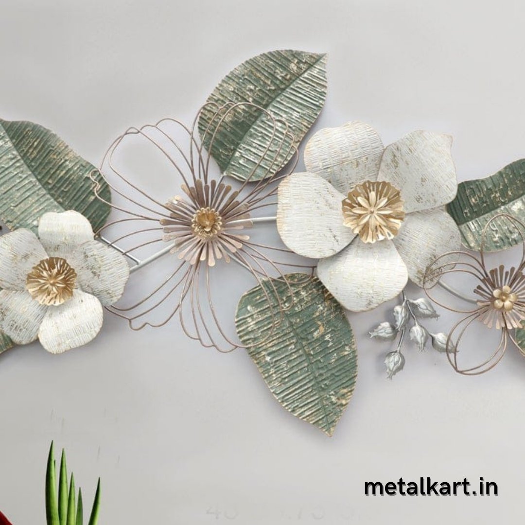 Metalkart special floral metal wall art (48 x 23 Inches)