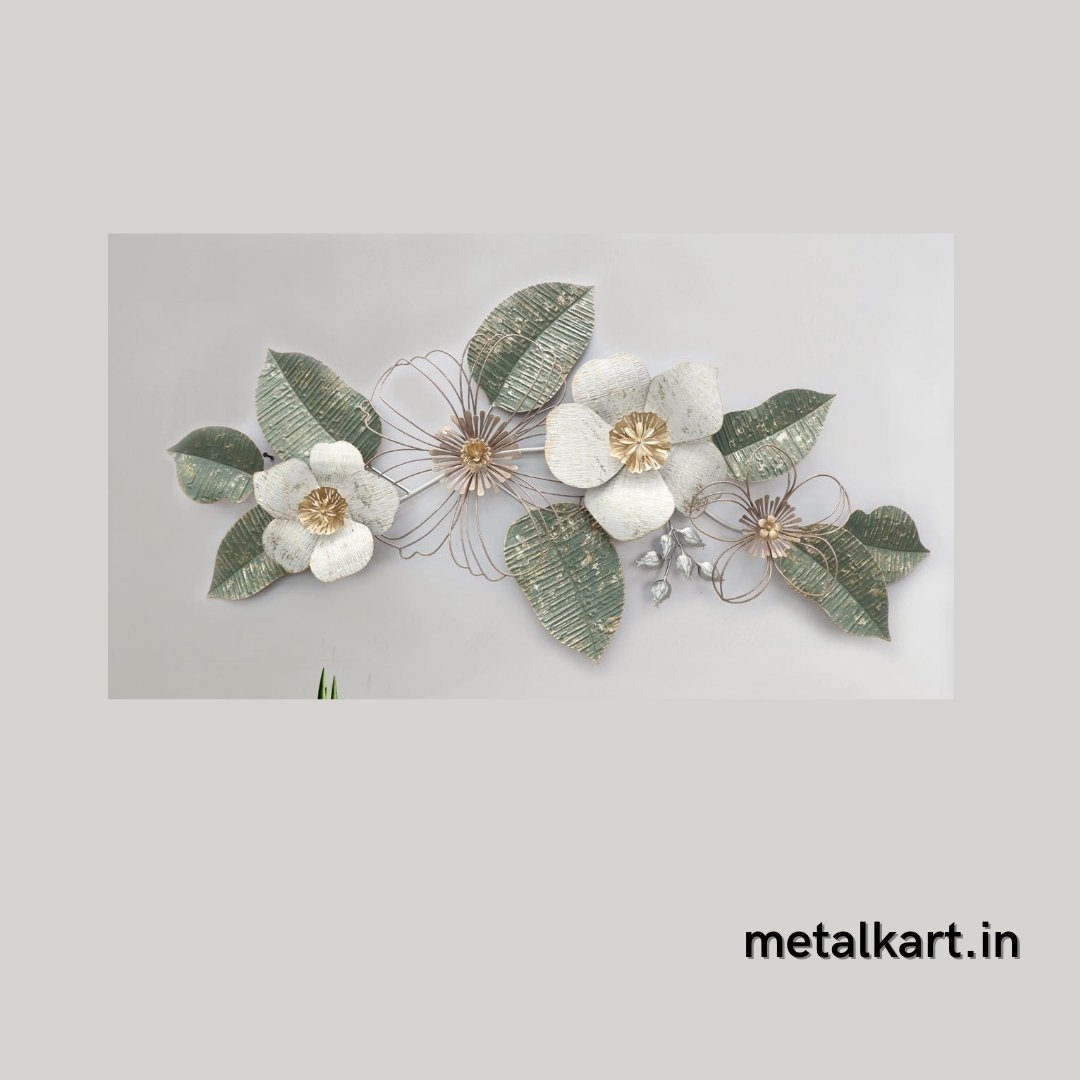 Metalkart special floral metal wall art (48 x 23 Inches)