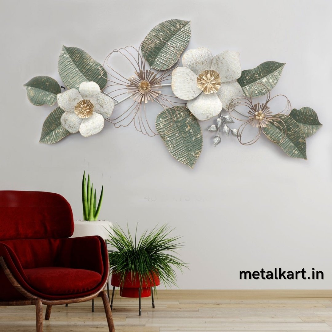 Metalkart special floral metal wall art (48 x 23 Inches)