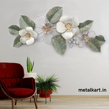 Metalkart special floral metal wall art (48 x 23 Inches)