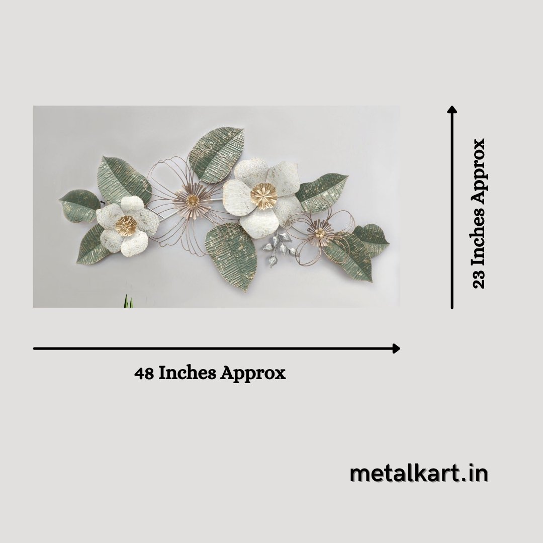 Metalkart special floral metal wall art (48 x 23 Inches)