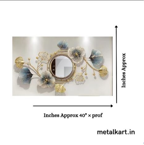 Metalkart special flowery premium wall Mirror (40 x 22 Inches)
