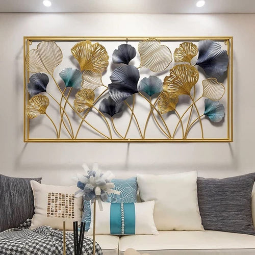 Metalkart Special Framed Leaf wall art (50 x 25 Inches)