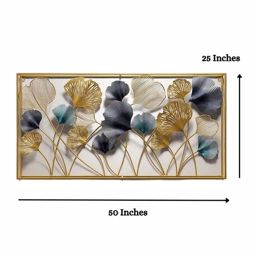Metalkart Special Framed Leaf wall art (50 x 25 Inches)