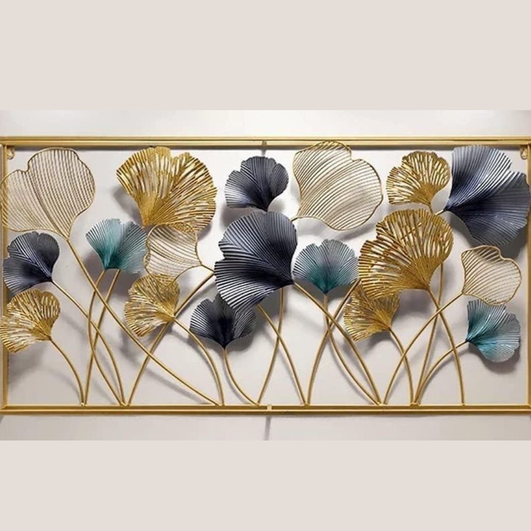 Metalkart Special Framed Leaf wall art (50 x 25 Inches)