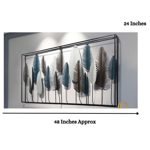 Metalkart Special Framed With Multicolor Feathers Wall Art (48 x 24 Inches)