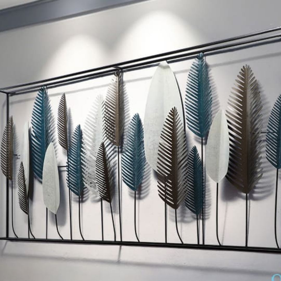 Metalkart Special Framed With Multicolor Feathers Wall Art (48 x 24 Inches)