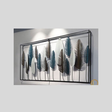 Metalkart Special Framed With Multicolor Feathers Wall Art (48 x 24 Inches)