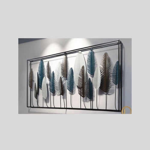 Metalkart Special Framed With Multicolor Feathers Wall Art (48 x 24 Inches)