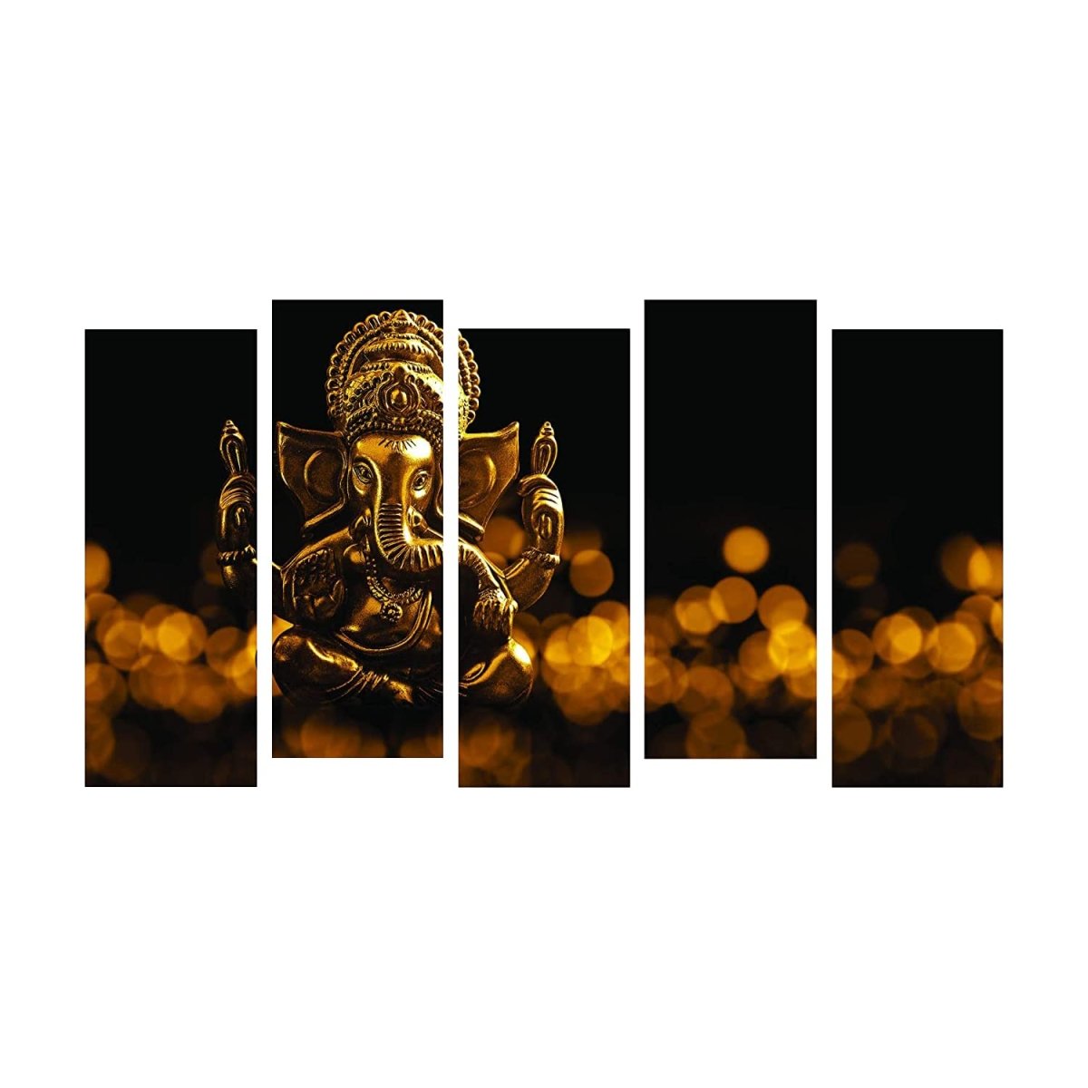 Metalkart Special Ganesha in the Glimmering Dark: A Pentalogue Wall Painting (Set of 5)