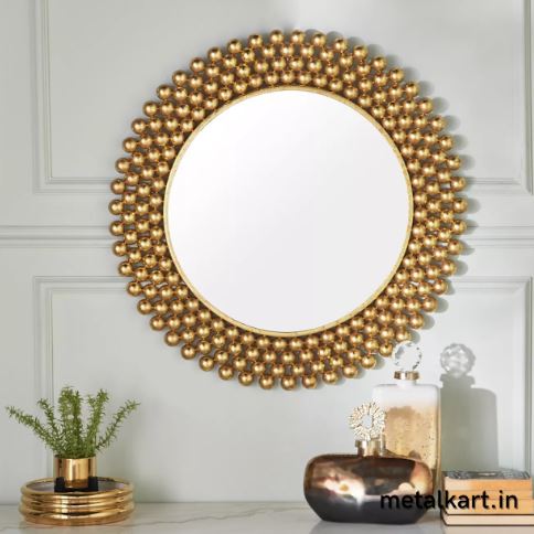 Metalkart Special Golden Celestial Aureole Wall Mirror (24 x 24 Inches)