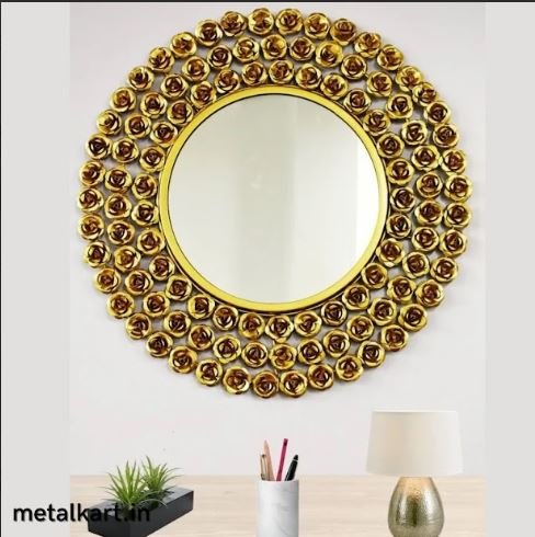 Metalkart Special Golden Celestial Fireworks Mirror (30 x 30 Inches)