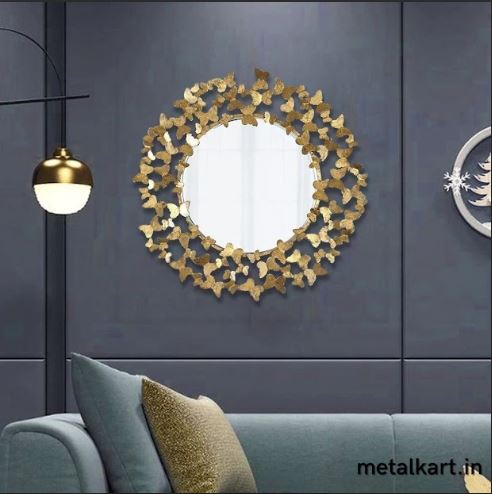 Metalkart Special Golden Floral Constellation Wall Mirror (30 x 30 Inches)