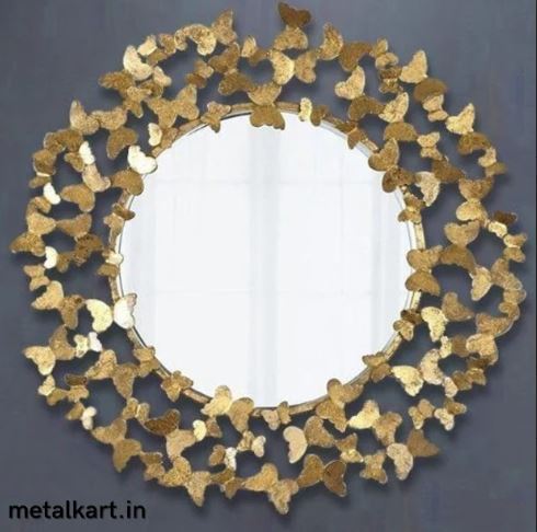 Metalkart Special Golden Floral Constellation Wall Mirror (30 x 30 Inches)