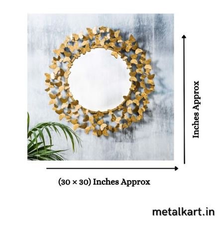 Metalkart Special Golden Floral Constellation Wall Mirror (30 x 30 Inches)