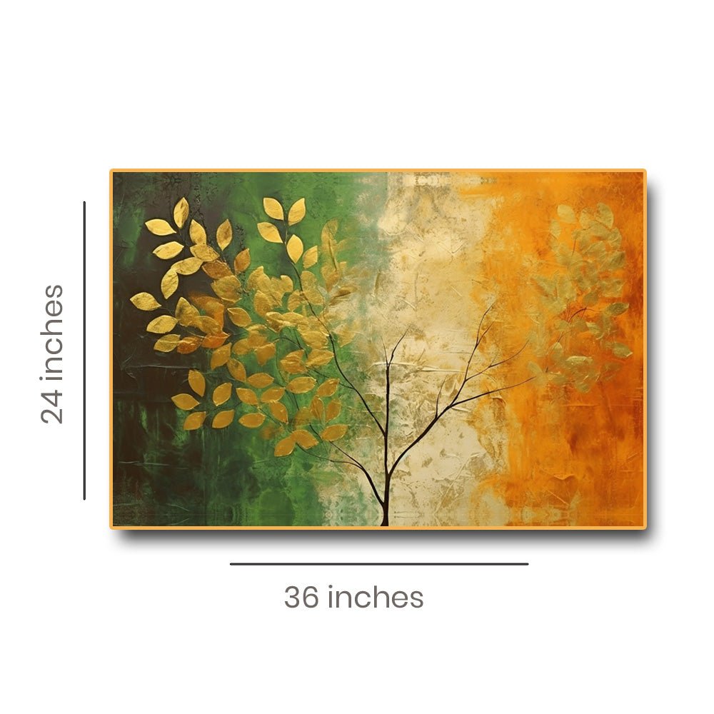 Metalkart Special Golden Foliage of Freedom: Abstract Tricolor (36 x 24 inches)