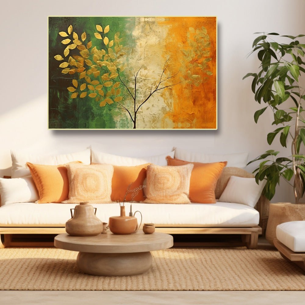 Metalkart Special Golden Foliage of Freedom: Abstract Tricolor (36 x 24 inches)