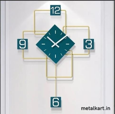Metalkart Special Golden Geometrix Wall Clock (23 x 30 Inches)