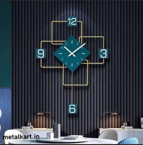 Metalkart Special Golden Geometrix Wall Clock (23 x 30 Inches)