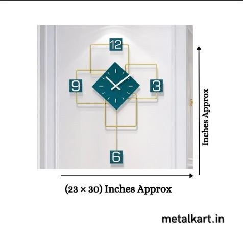 Metalkart Special Golden Geometrix Wall Clock (23 x 30 Inches)