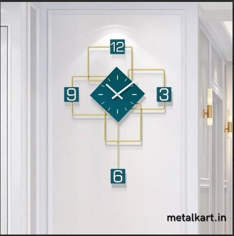 Metalkart Special Golden Geometrix Wall Clock (23 x 30 Inches)