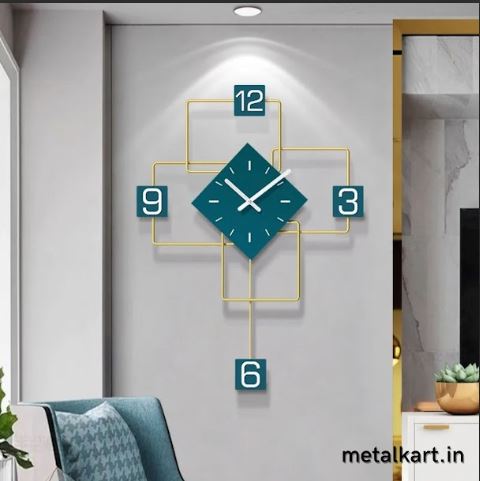 Metalkart Special Golden Geometrix Wall Clock (23 x 30 Inches)