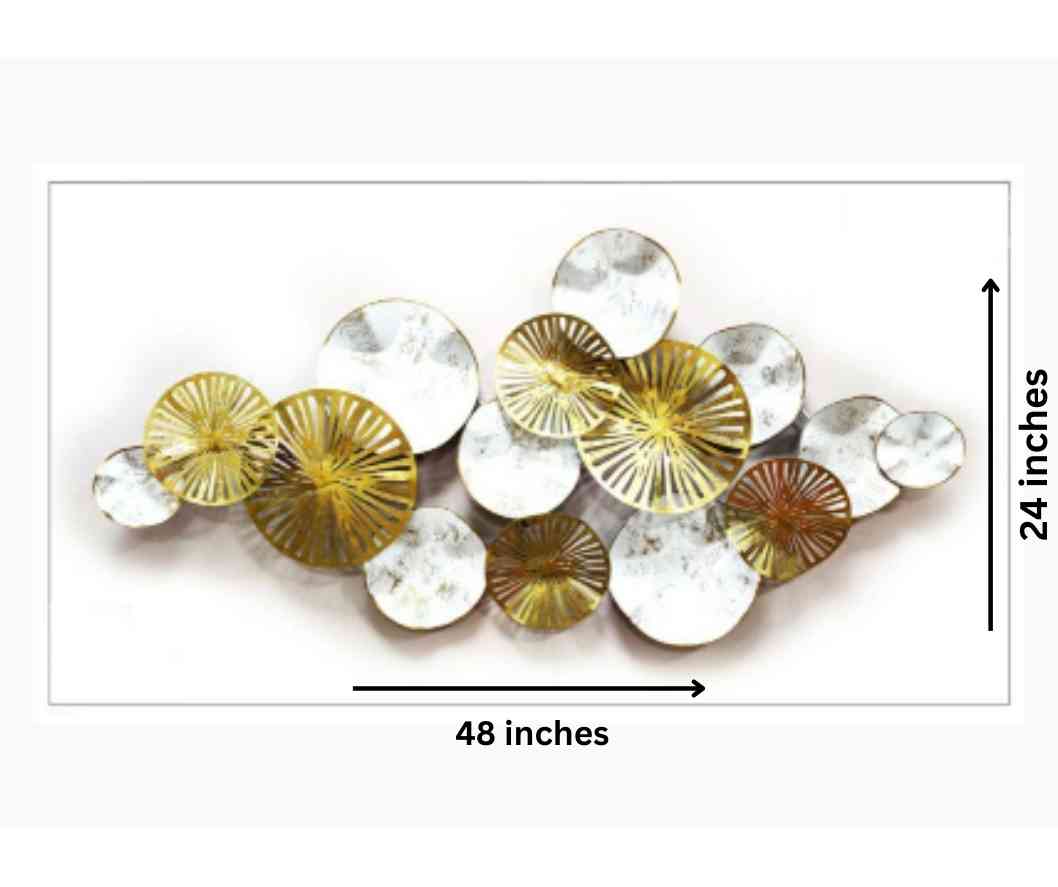 Metalkart special Golden white metal art (48 x 24 Inches)