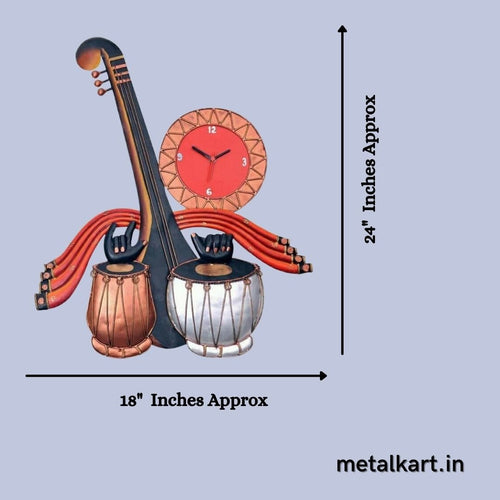 Metalkart special Indian Musical wall clock (24 x 18 Inches)