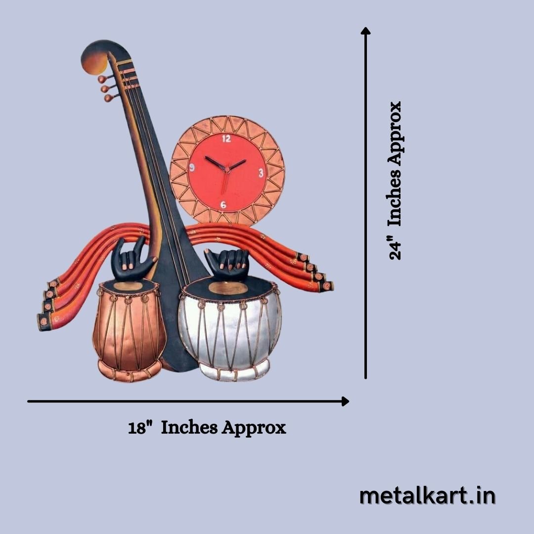Metalkart special Indian Musical wall clock (24 x 18 Inches)