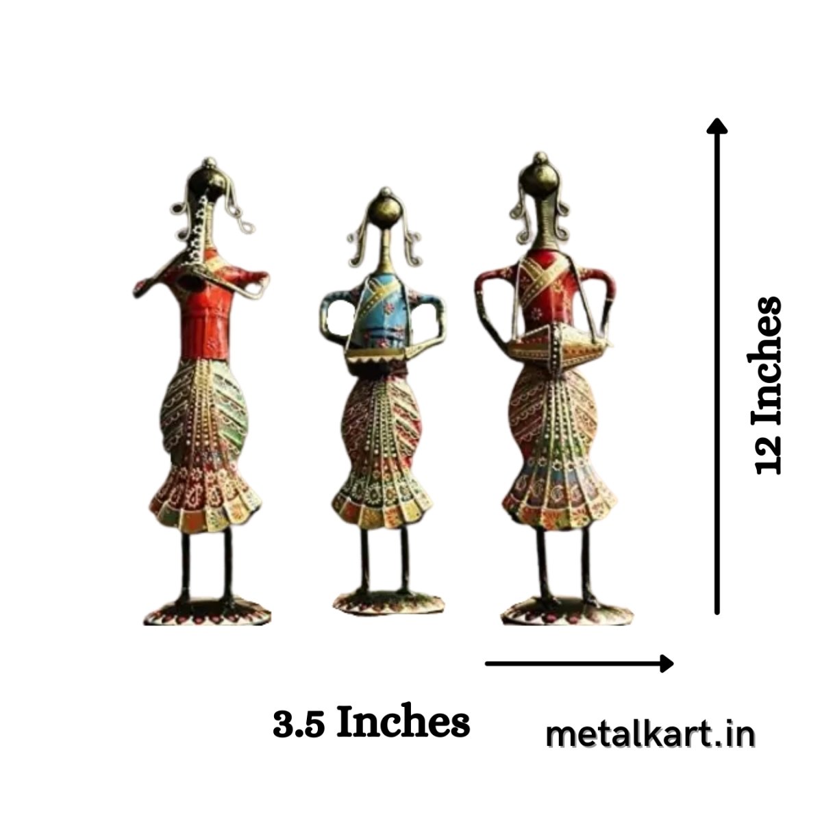 Metalkart Special Instrumental Group of 3 Self-Dependent Ladies For living room (3.5*3*12 Inches)