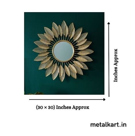 Metalkart Special Luminous Halo Leaf Wall Mirror (30 x 30 Inches)