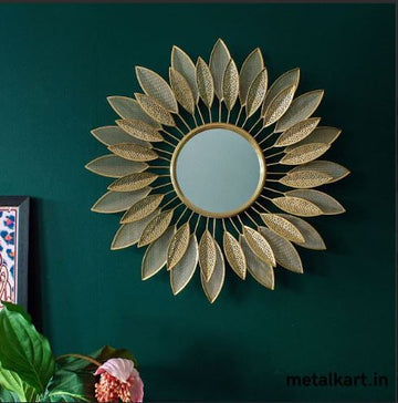 Metalkart Special Luminous Halo Leaf Wall Mirror (30 x 30 Inches)