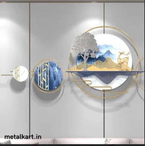 Metalkart Special Moonlight Staglit Glade Wall Art (59 x 22 Inches)