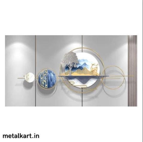 Metalkart Special Moonlight Staglit Glade Wall Art (59 x 22 Inches)