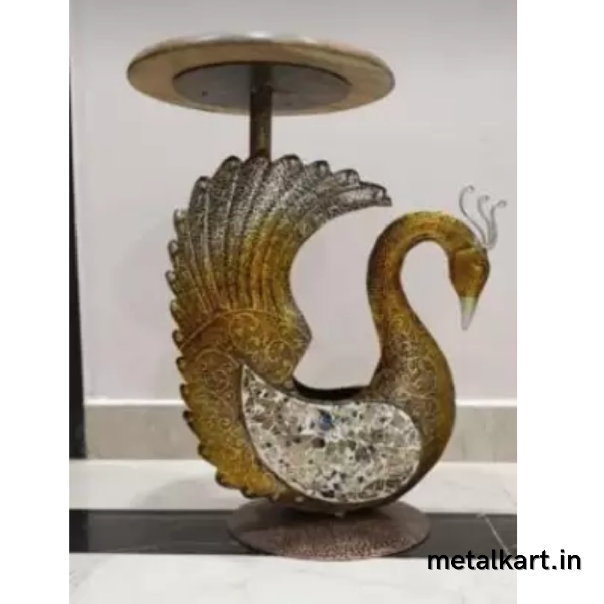 Metalkart Special Peacock Holding Multipurpose Table Top For living room (16*12*22 Inches approx)