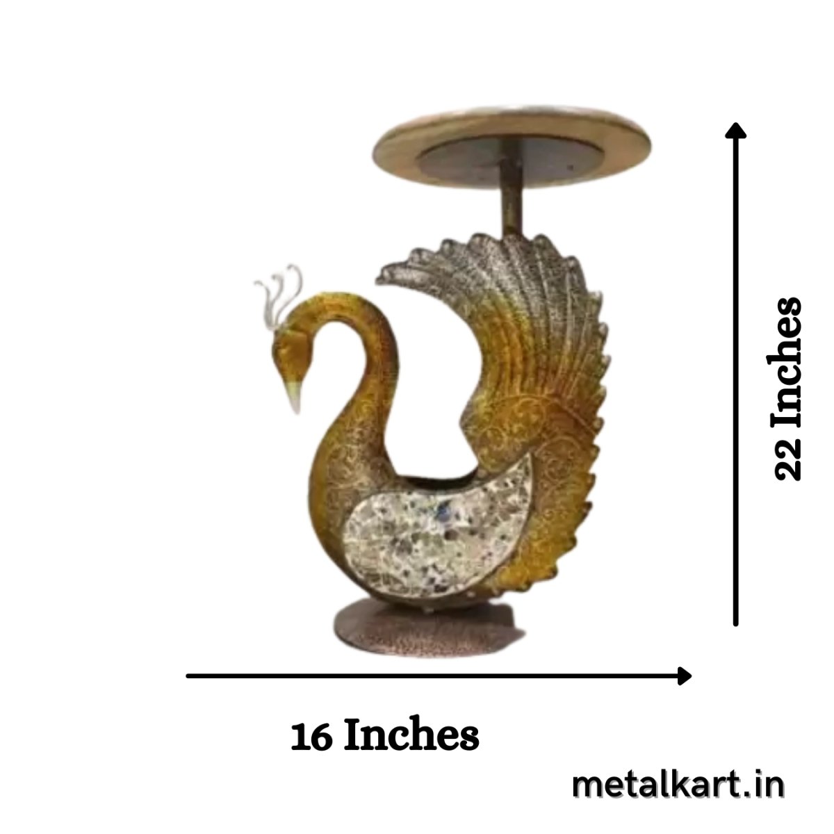 Metalkart Special Peacock Holding Multipurpose Table Top For living room (16*12*22 Inches approx)