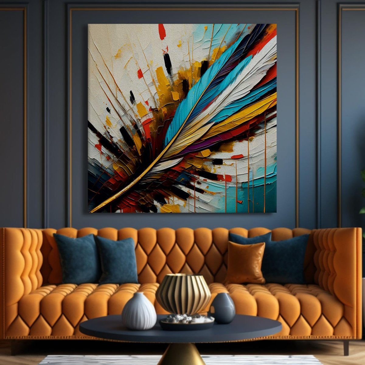 Metalkart Special Phoenix's Echo Wall Painting (36 x 36 Inches)