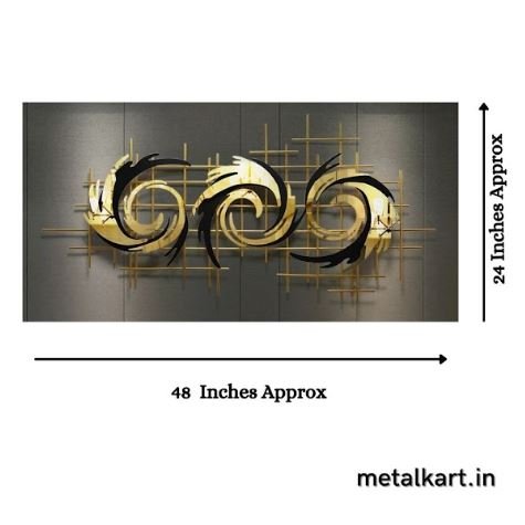Metalkart Special Radiant Swirls Hollow Frame Wall Sculpture Wall Décor (48 x 24 Inches)