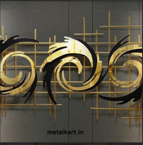 Metalkart Special Radiant Swirls Hollow Frame Wall Sculpture Wall Décor (48 x 24 Inches)