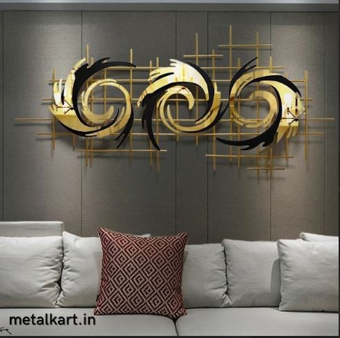 Metalkart Special Radiant Swirls Hollow Frame Wall Sculpture Wall Décor (48 x 24 Inches)