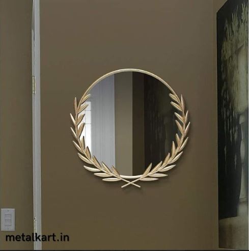 Metalkart Special Simple Leafy Wall Mirror (24 x 24 Inches)