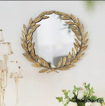 Metalkart Special Simple Leafy Wall Mirror (24 x 24 Inches)