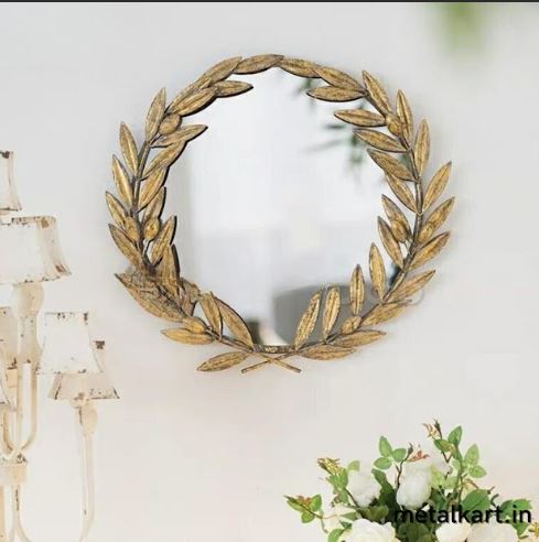 Metalkart Special Simple Leafy Wall Mirror (24 x 24 Inches)