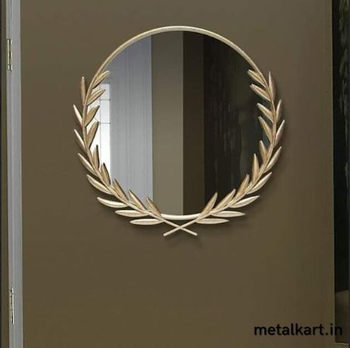 Metalkart Special Simple Leafy Wall Mirror (24 x 24 Inches)
