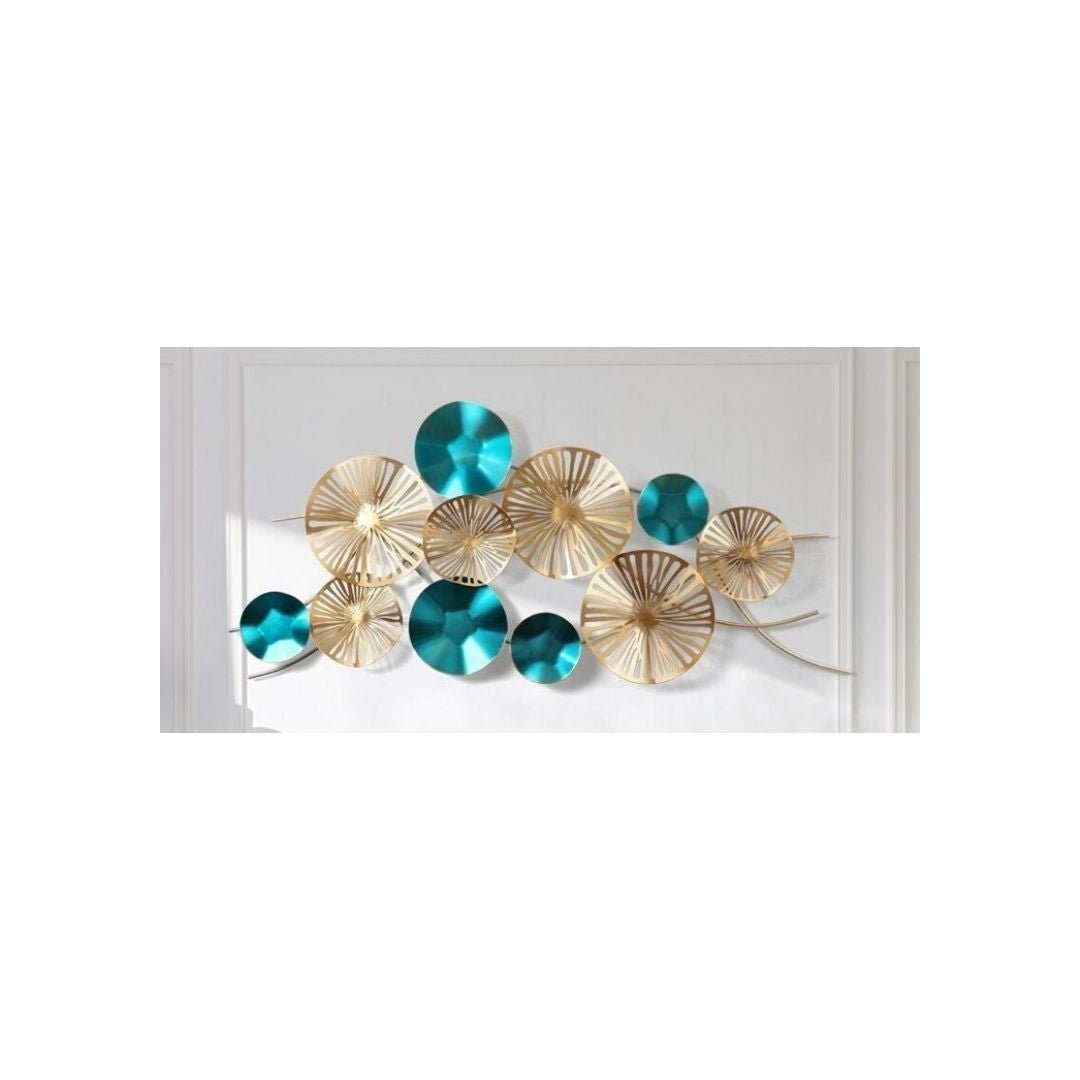 Metalkart Special Sparkling Golden Blue Abstract Wall Art (48 x 24 Inches)