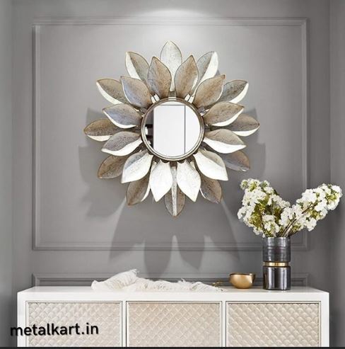 Metalkart Special Sunflower Splendor Wall Mirror (24 x 24 Inches)