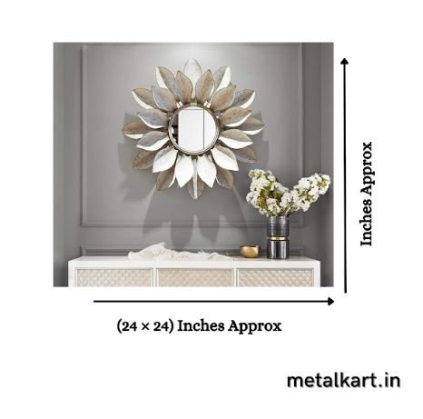 Metalkart Special Sunflower Splendor Wall Mirror (24 x 24 Inches)